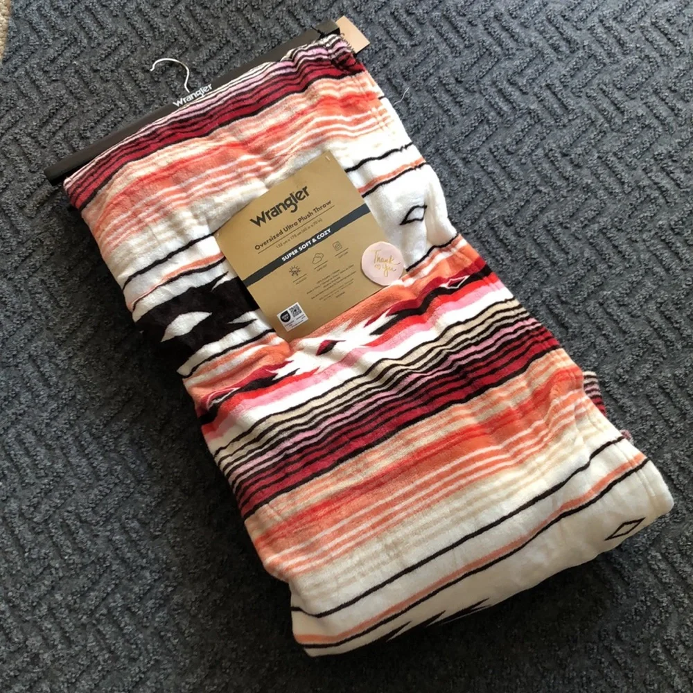 Wrangler Multicolor Striped Blanket - Red, Orange, and White